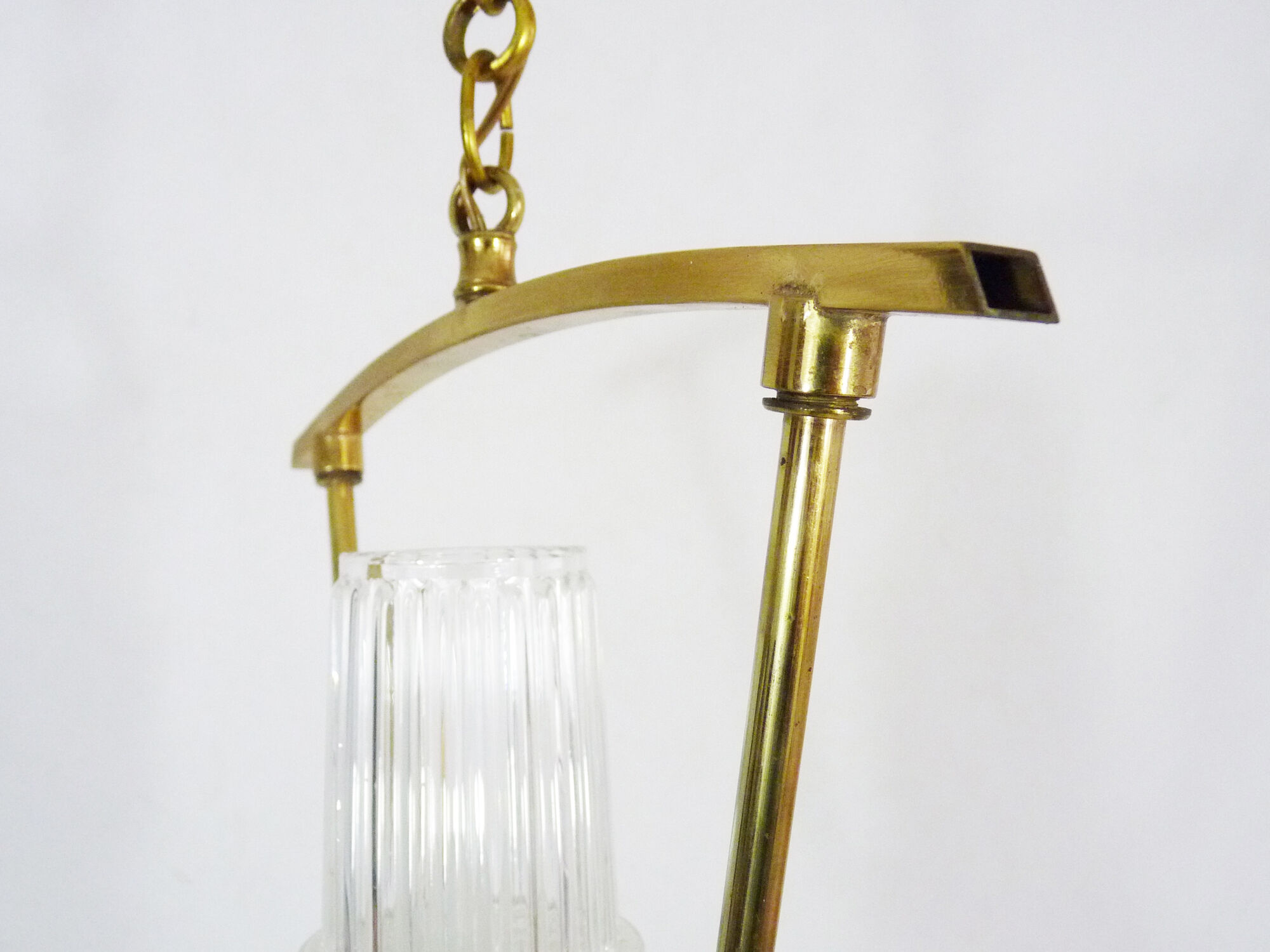 Minimalist vintage hanging in brass and glass tube Year 50