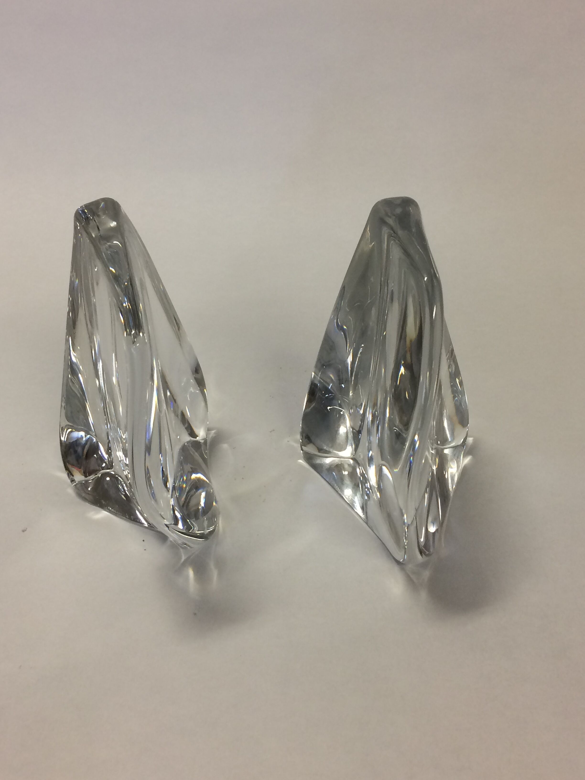 Pair of Daum crystal book ends, stamped