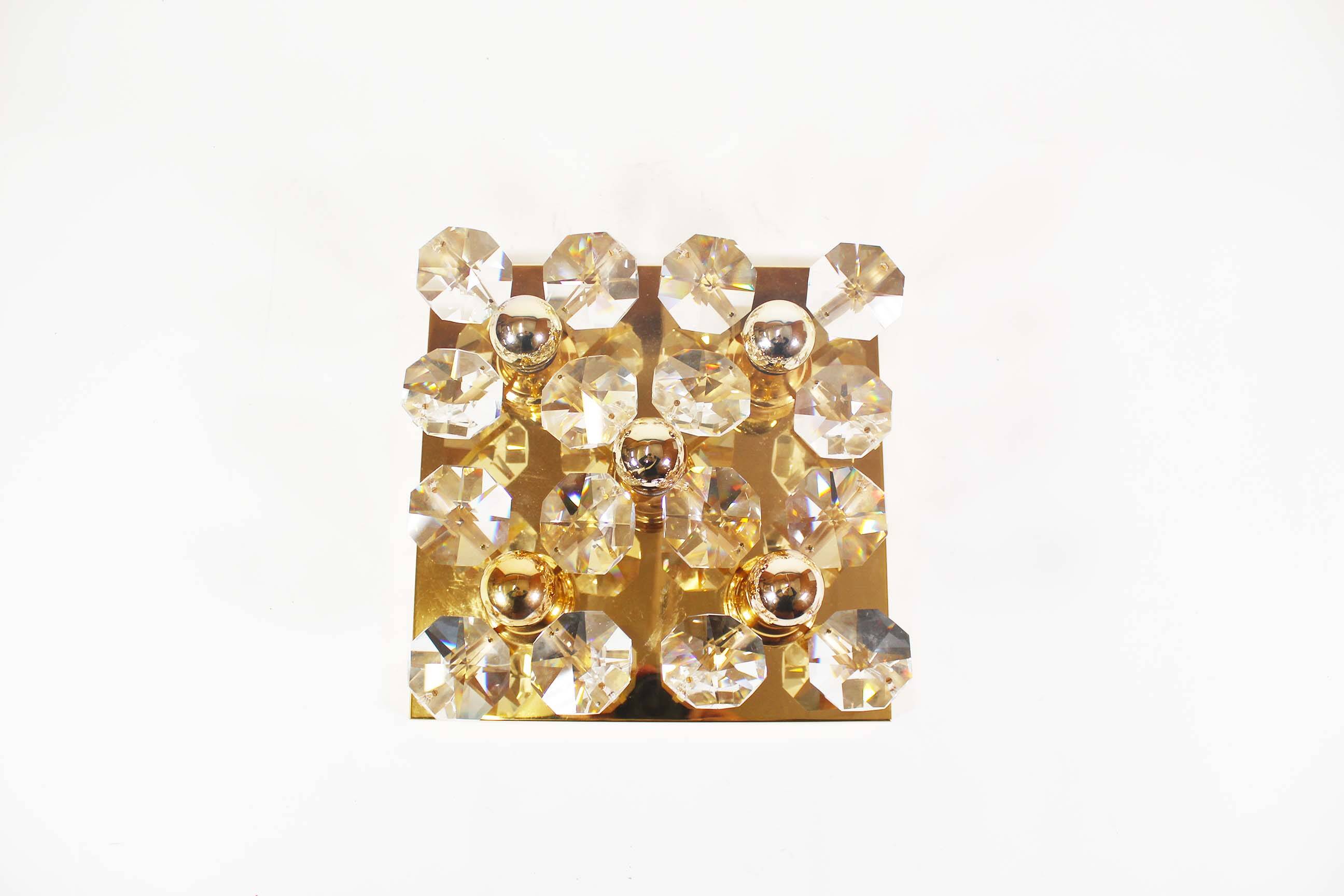 Stunning 1970's Brass Flush Mount Light by Christoph Palme