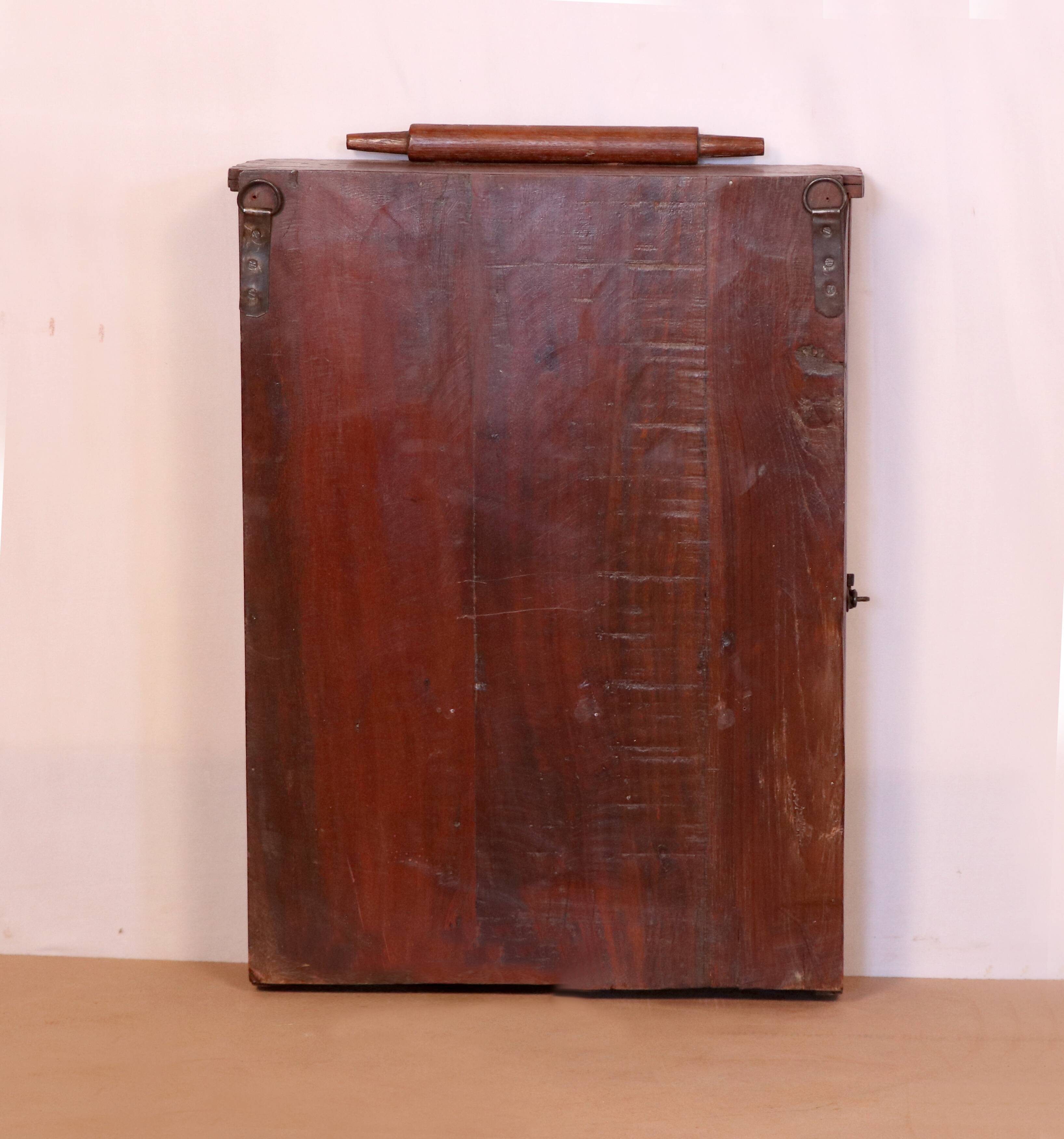 old Art Deco wall display case in Burmese teak