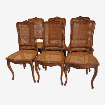 Suite de 6 chaises cannées Style Louis XV