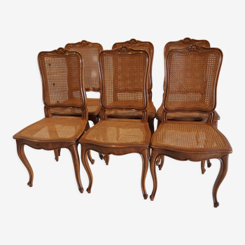 Suite of 6 chairs Cans Louis XV style