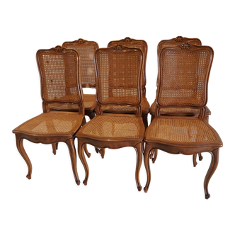 Suite of 6 chairs Cans Louis XV style
