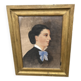Painting XIX portrait of a woman in gilded wooden frame