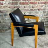 Armchair with vintage system 1950 in wood and imitation