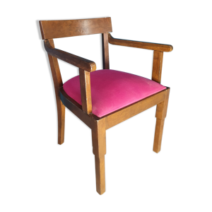 Fauteuil de bureau d’avant-guerre rénové, chaise en chêne avec accoudoirs, rétro, Vintage, années 1930.