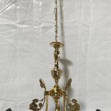 Polished Solid Brass Pendant Chandelier with Three Arms