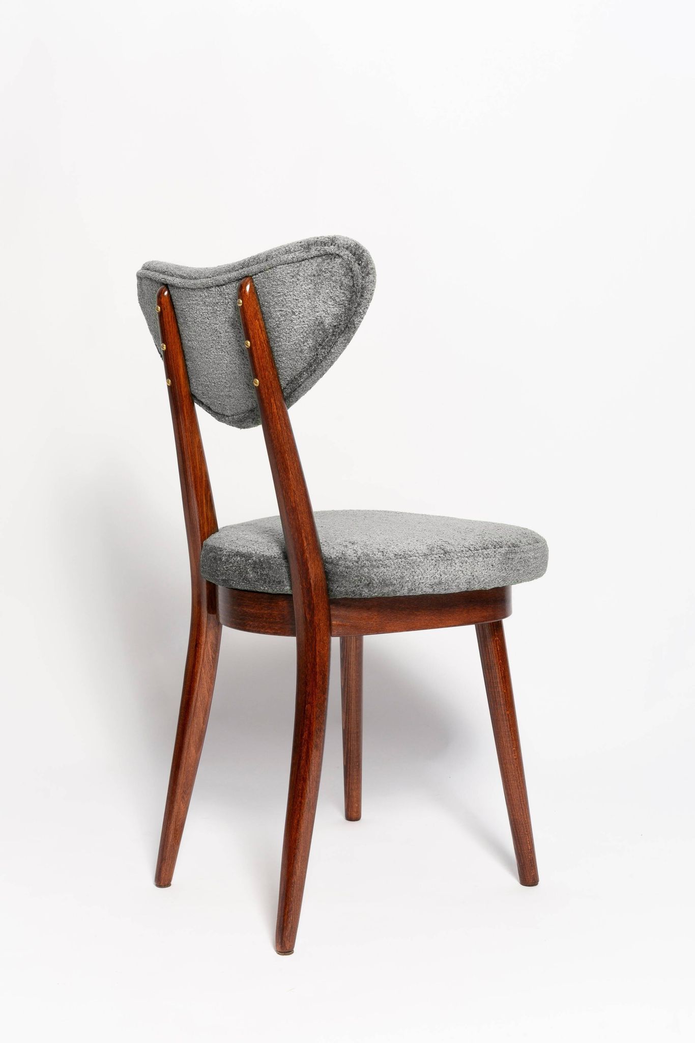 Vintage mid-century grey velvet heart-shaped chair, Europe, 1960s.