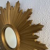 Vintage 1970s gold plastic sun mirror - 44 cm
