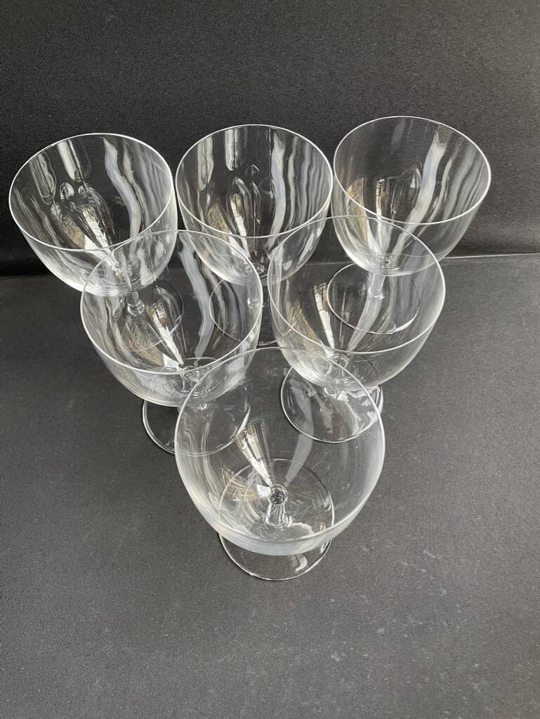 6 large glasses in light blown crystal