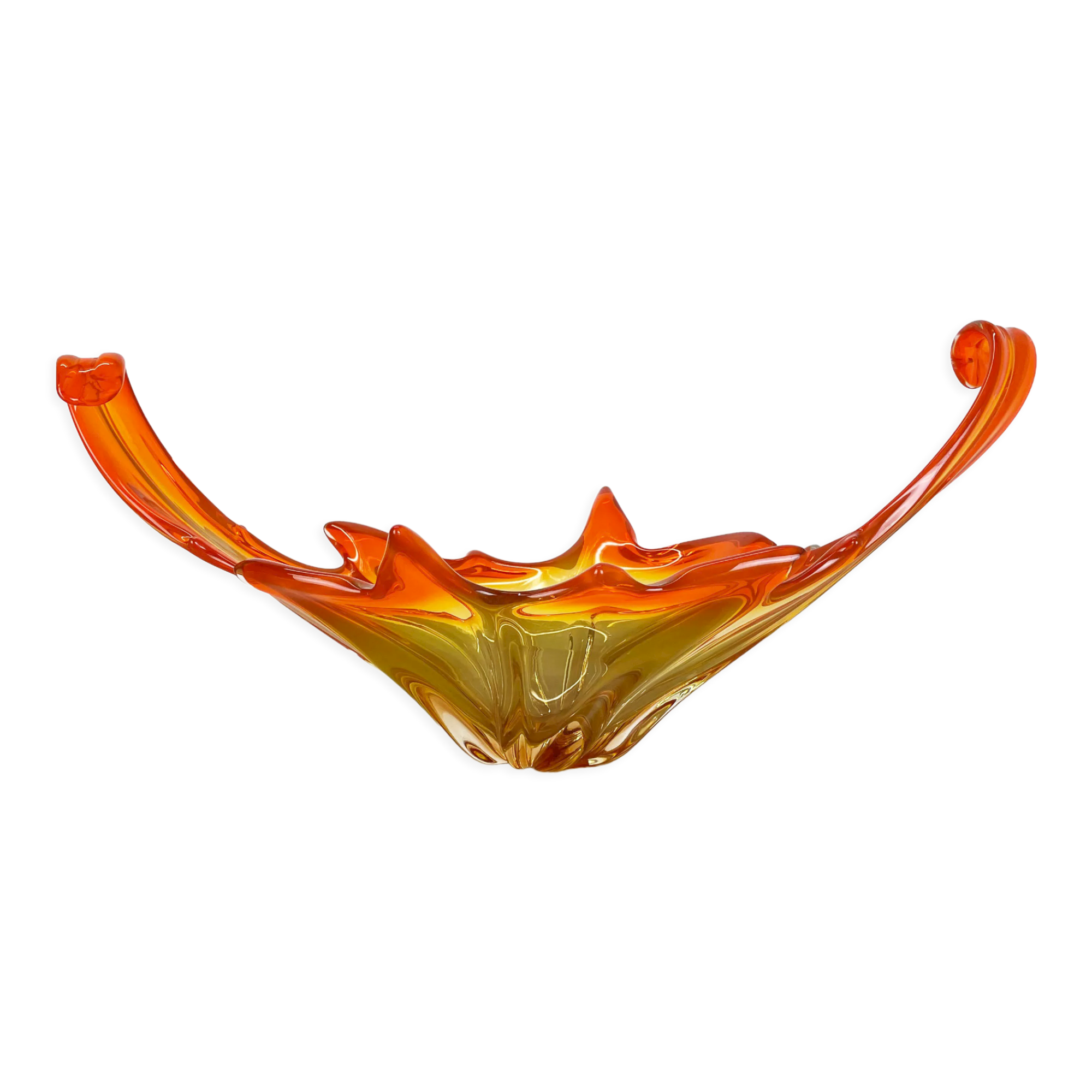 1,9kg Murano Glass "Centerpiece" 50cm Bowl Shell Element Murano, Italy, 1970