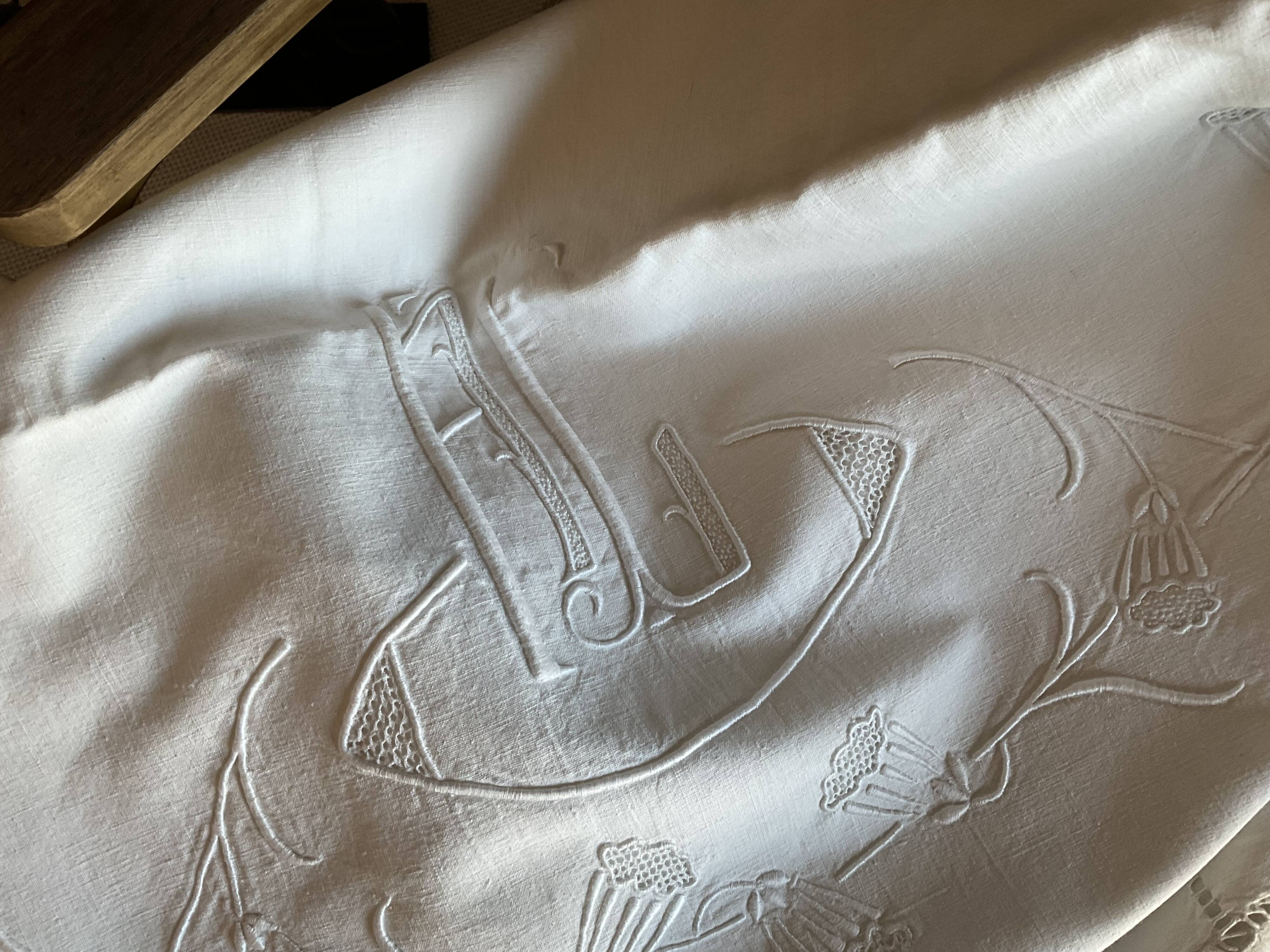 Old linen/cotton embroidered sheet