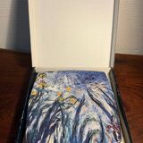 Luneville earthenware plate, irises, Claude Monet