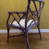 Maugrion chair and stool set in wood and rattan