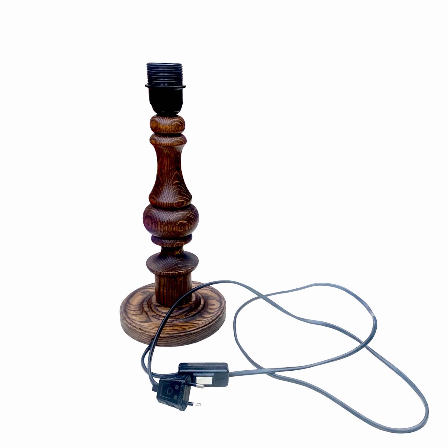 Antique turned solid wood lamp base