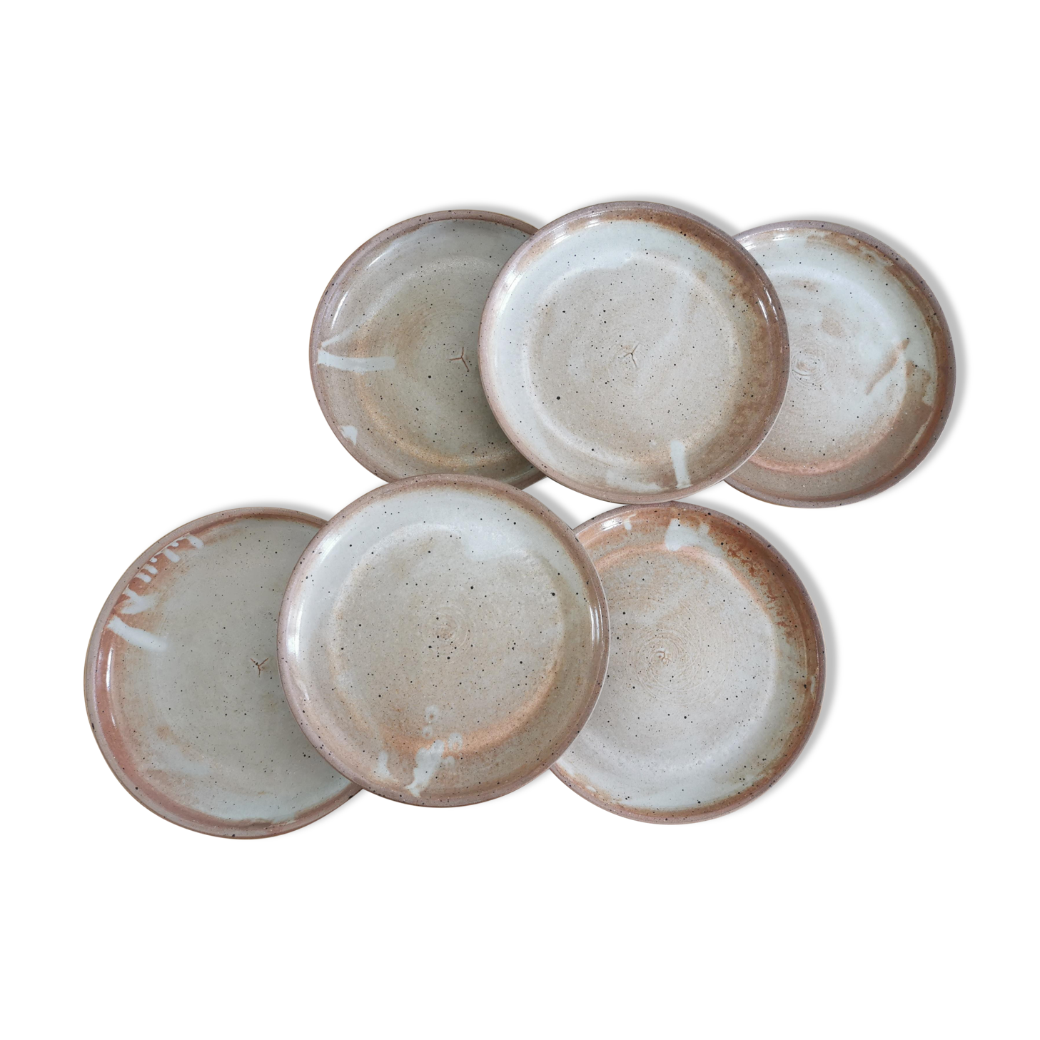 Service of 6 vintage plates in flamed stoneware