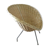 Antique round rattan armchair