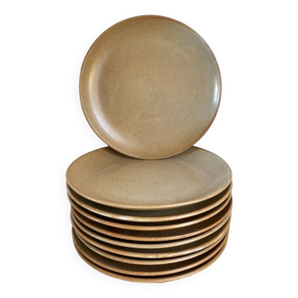 10 Stoneware Dessert Plates France CNP Village Neuve
