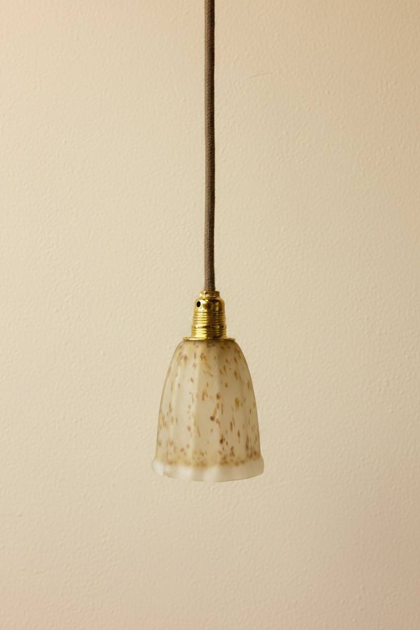 Suspension/baladeuse abat-jour verre moucheté vintage