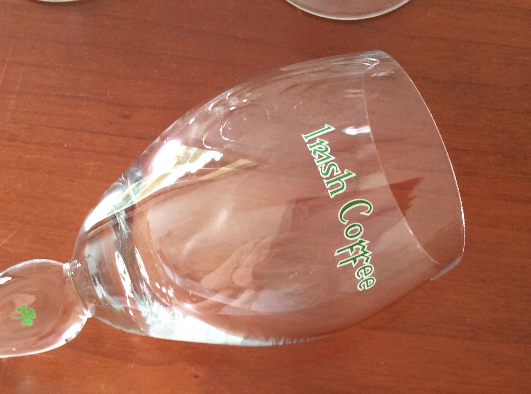 Set of 6 glasses on foot serographed "Irish Coffee"