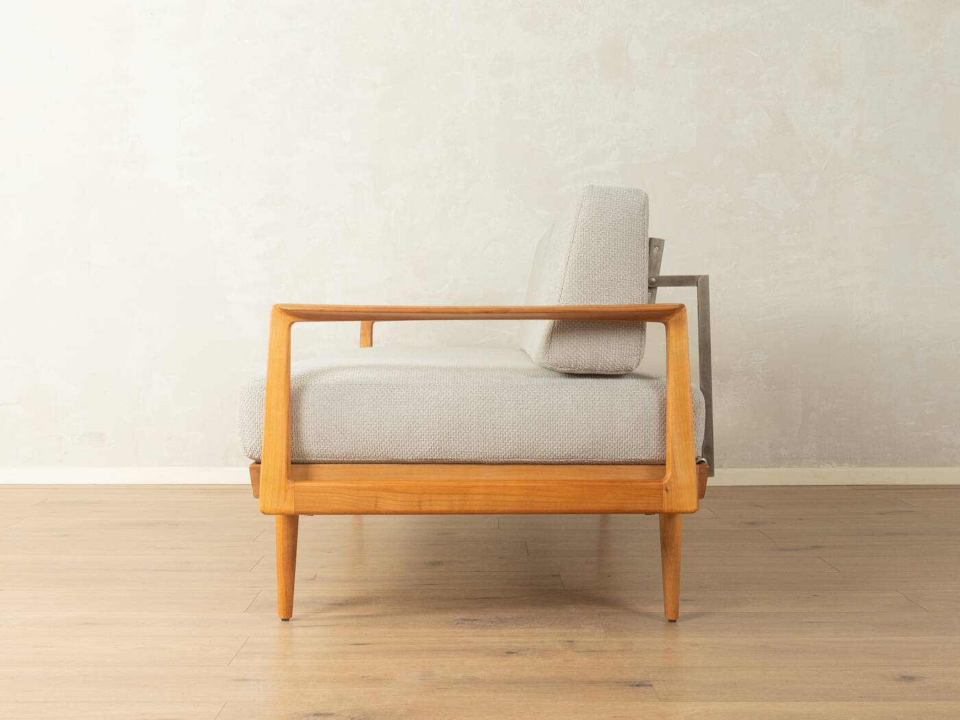 Wilhelm Knoll mid-century sofa, 1950s, cherry wood, reupholstered