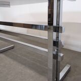 Large smoked glass and chrome table from the 70s