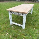 Farmhouse table with built-in storage