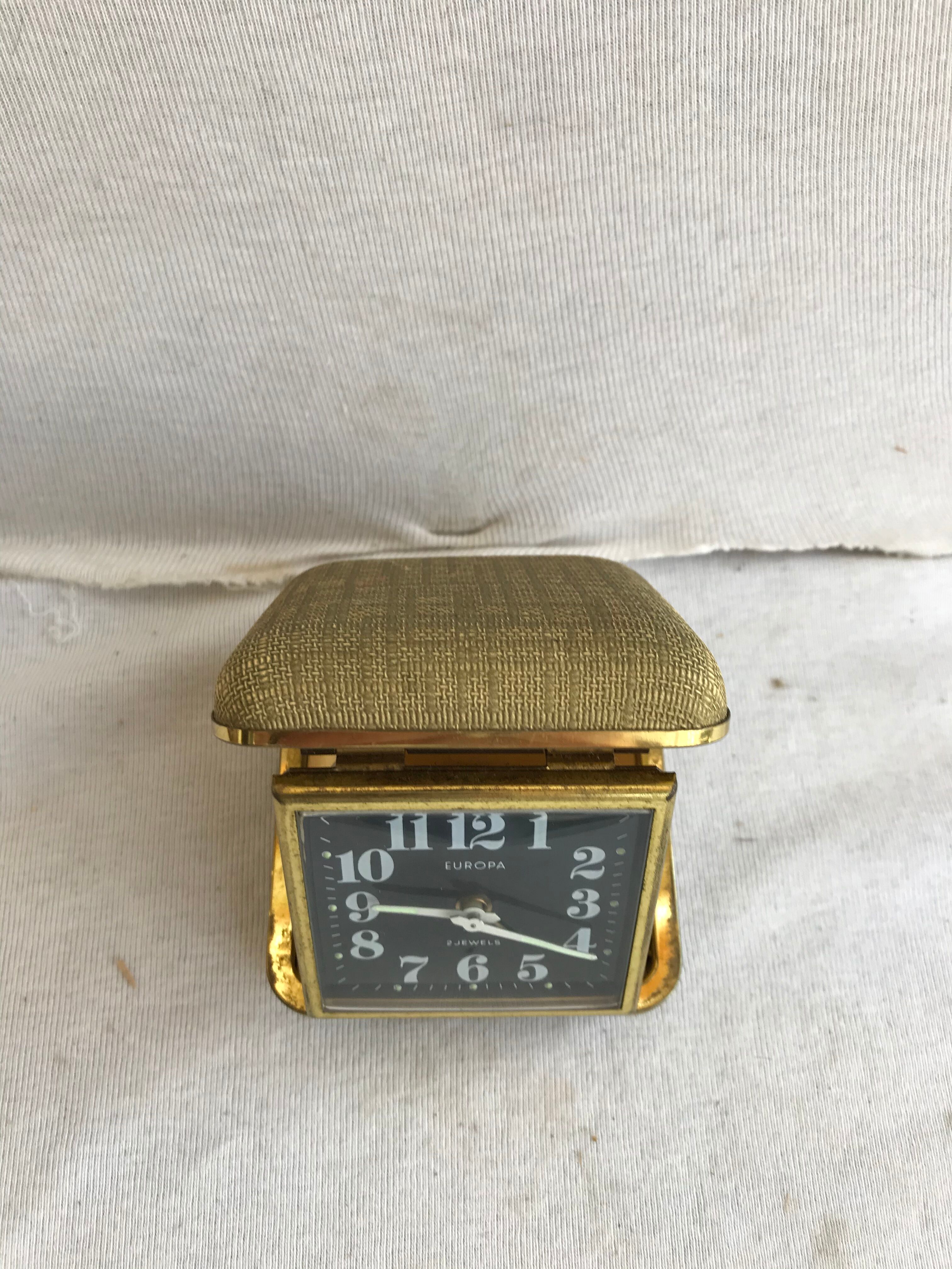 Old europa 2 travel alarm clock with 70's vintage gold case