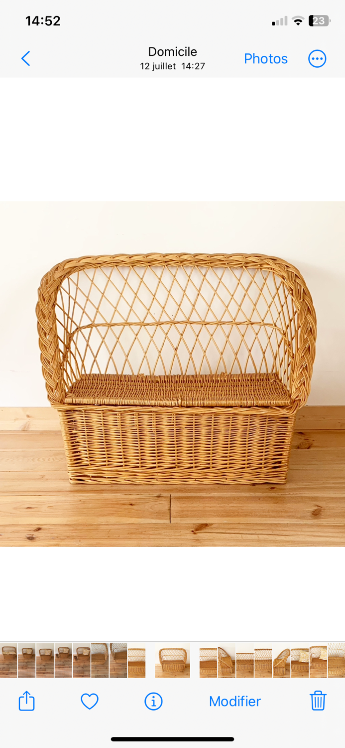 Vintage wicker chest bench