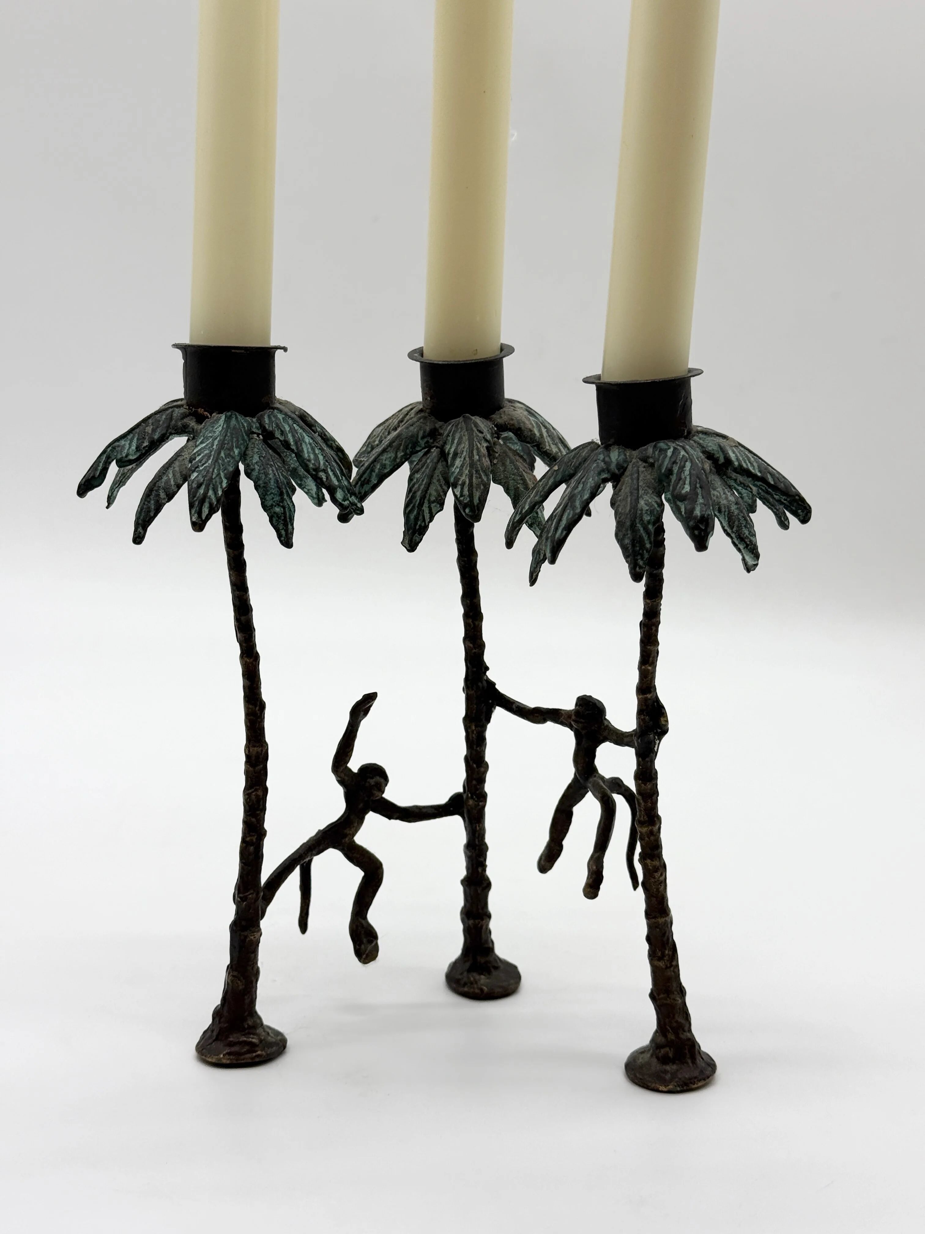 Chandelier "singe" en bronze patiné, 1970s