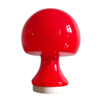 Mushroom desk lamp in red opaline, 70s