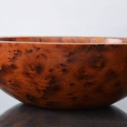 Mid Century Turned Oak Burl Bowl  Centerpiece Bowl