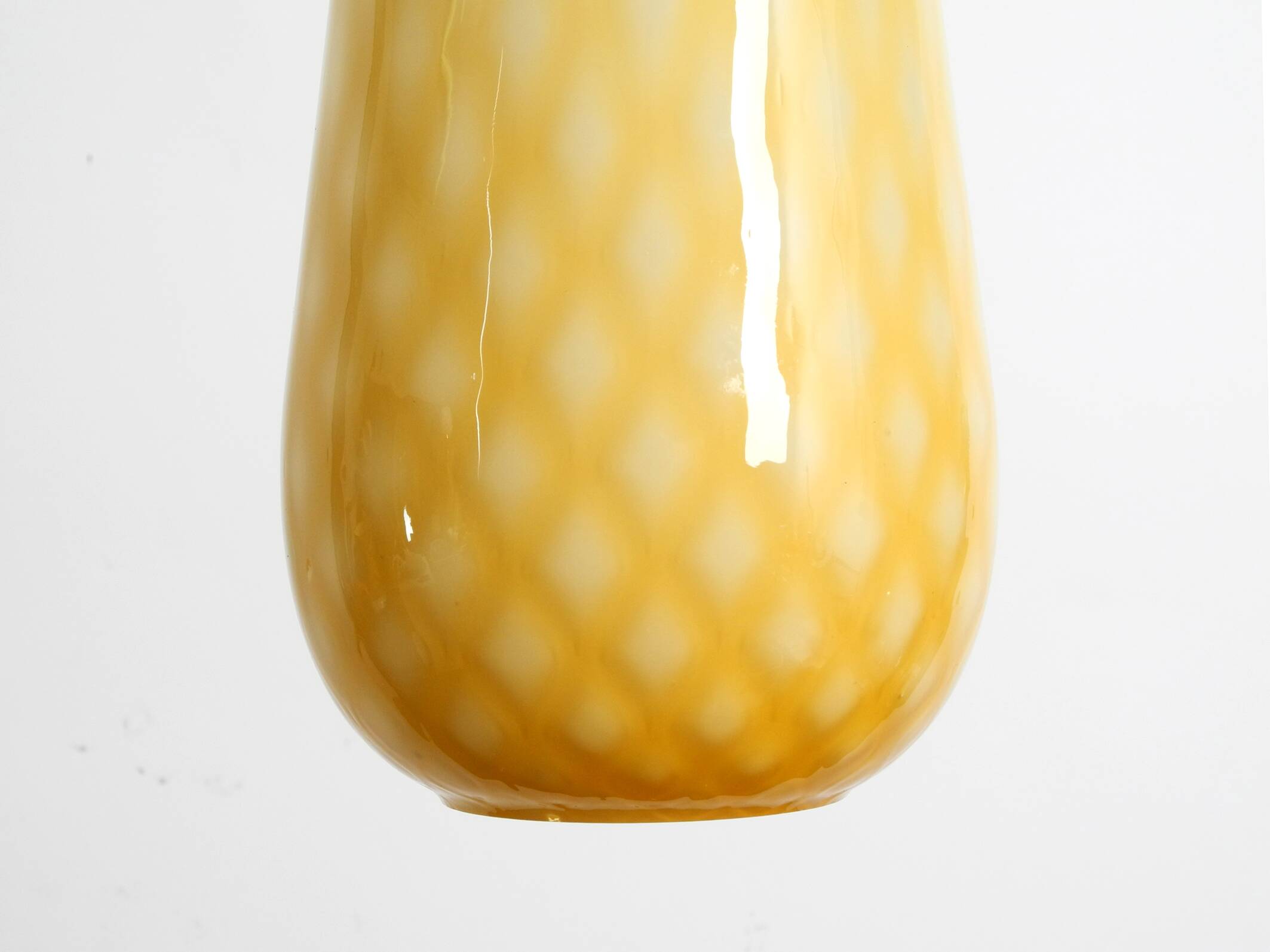 Beautiful yellow & white italian Mid Century Murano glass pendant lamp