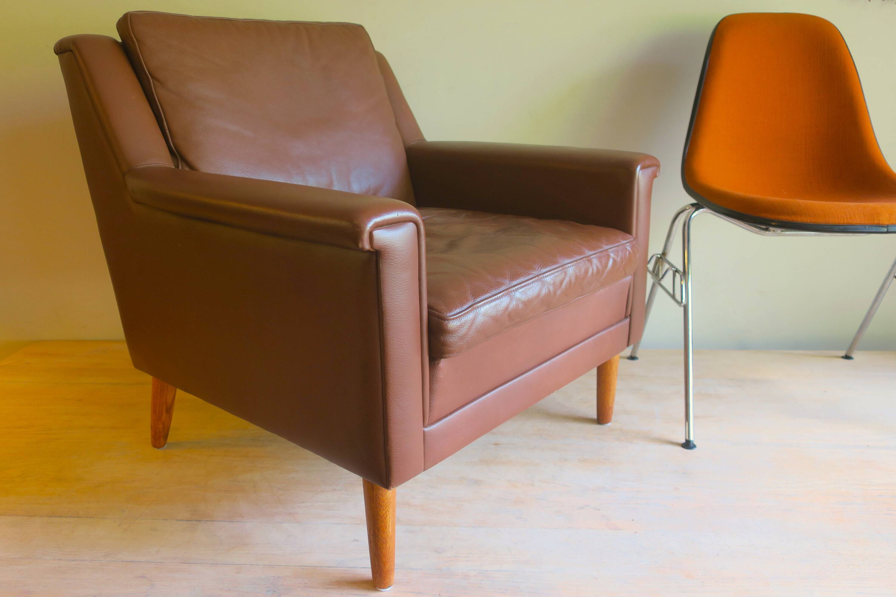 Mid-century leather armchair, Denmark, 1960s