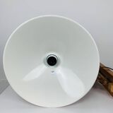 SCE 60s accordion wall light, wood and red reflector