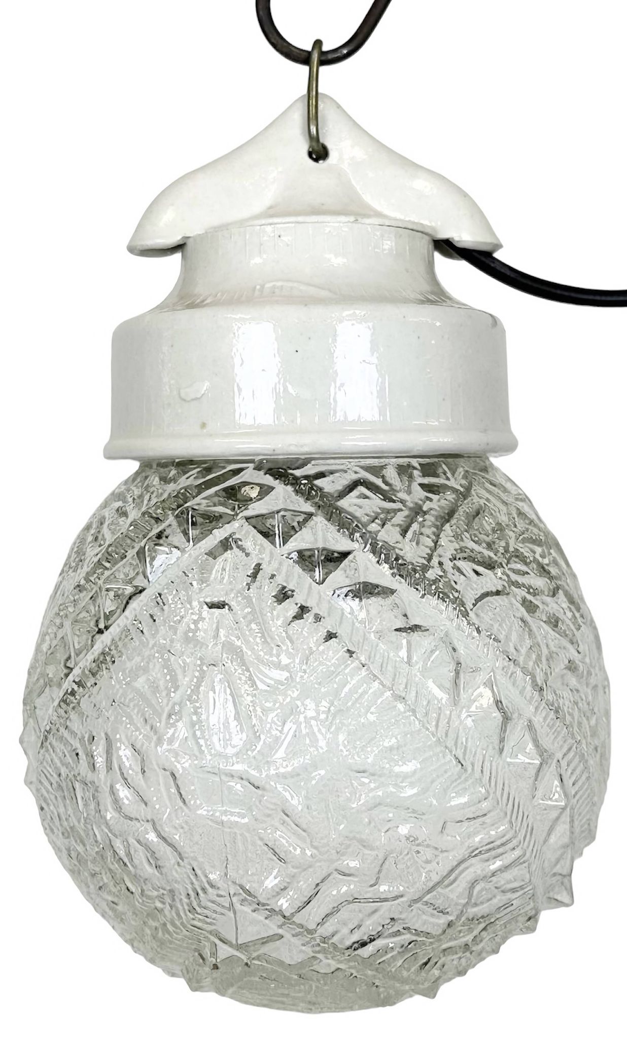 Vintage White Porcelain Pendant Light, 1970s