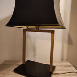 Lamp " phanera " brass marble lampshade lacquered black golden made in France
