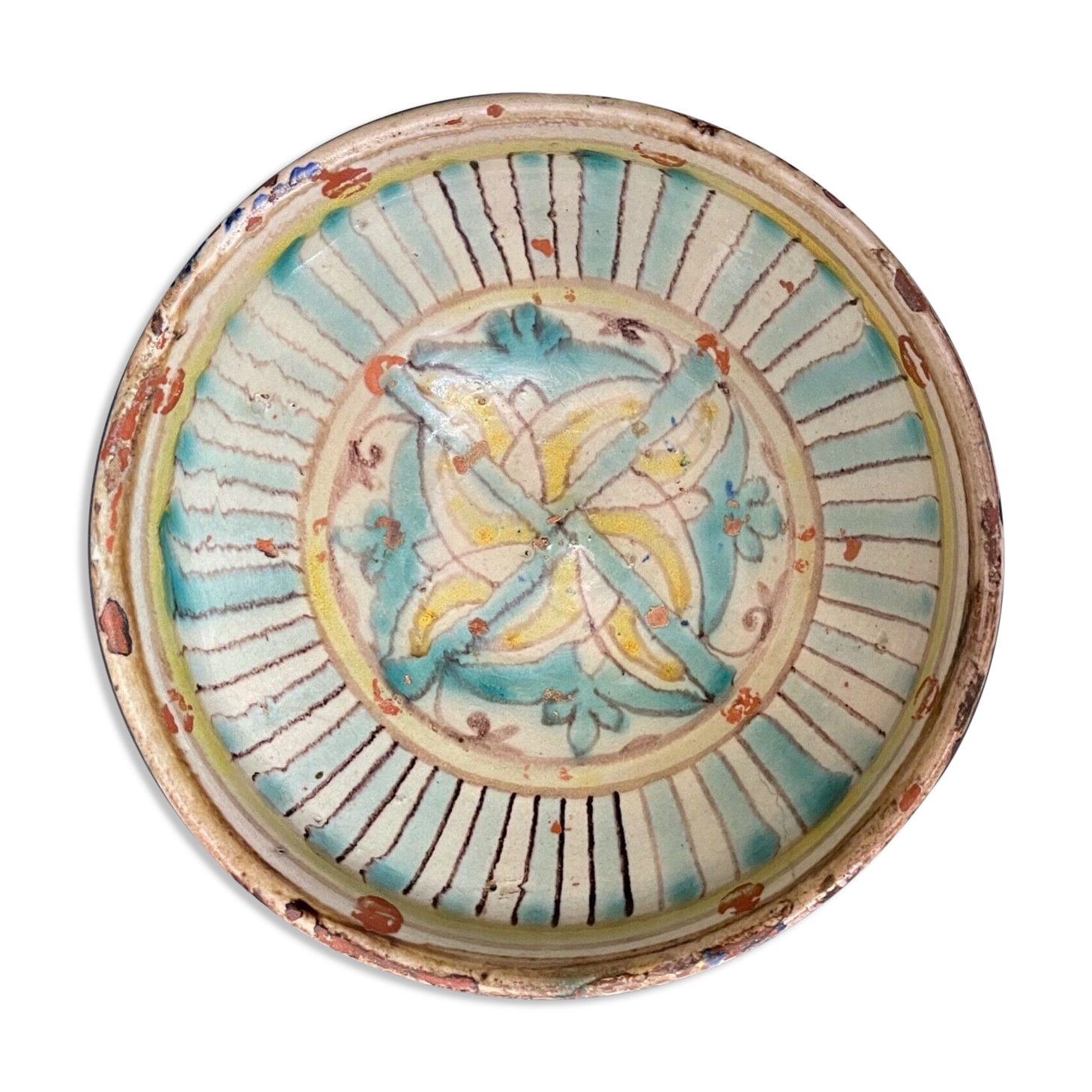 Mokhfia Fez Morocco 18th polychrome earthenware dish 21.7 cm