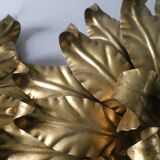 Pair of large flower wall lights in gilded metal, Italy, 1960s