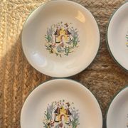 6 assiettes à dessert Salins motifs style Lurçat