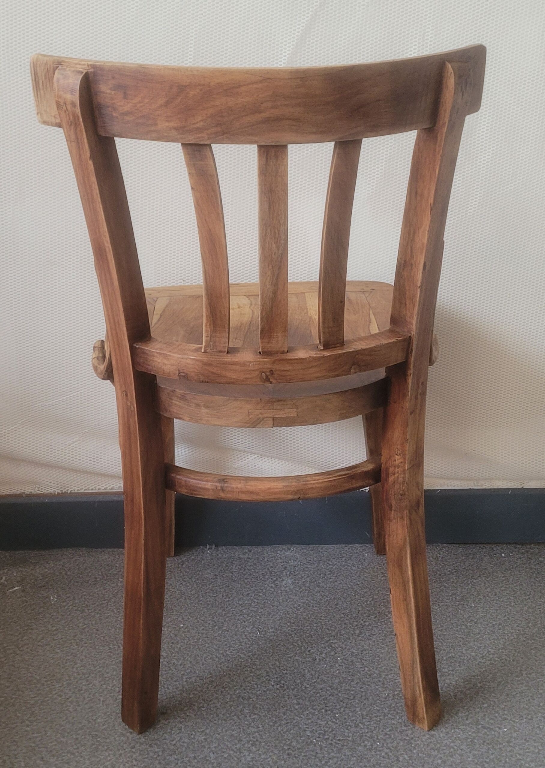 Chaise bistrot de bureau artisanale en bois d'olivier