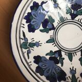 Handmade vintage blue flower soup plate