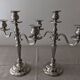 Pair of 3-light candlesticks in silver metal