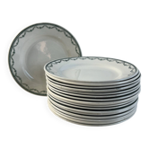 Lot de 17 assiettes plates en faïence Saint Amand 22,5cm