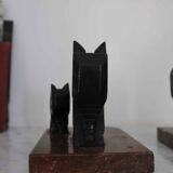 Serre-livres art déco, bois et marbre, Armand