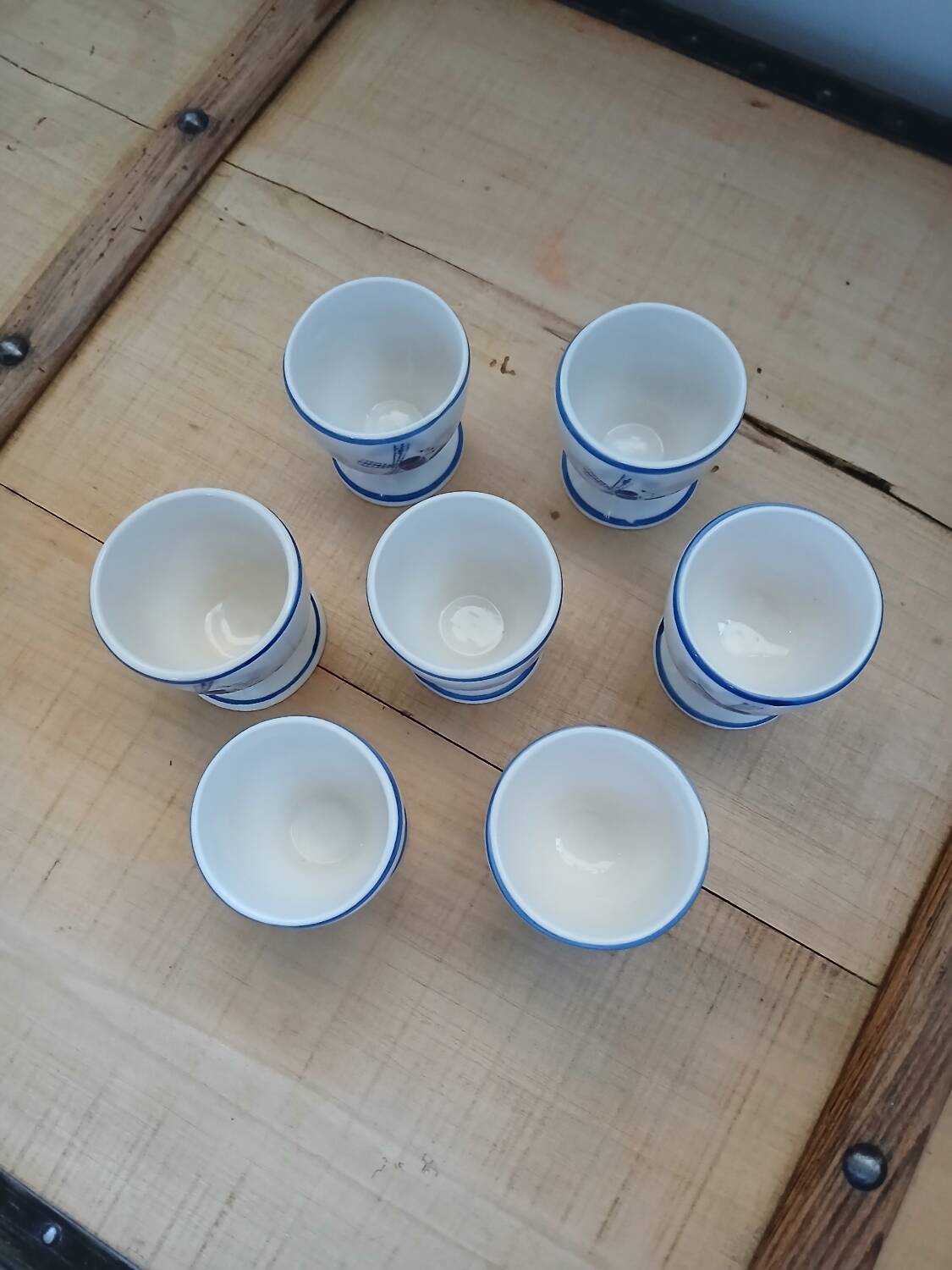 7 antique egg cups