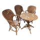 Set consisting of a table and three chairs made of chestnut slats from the 1950s/60s.