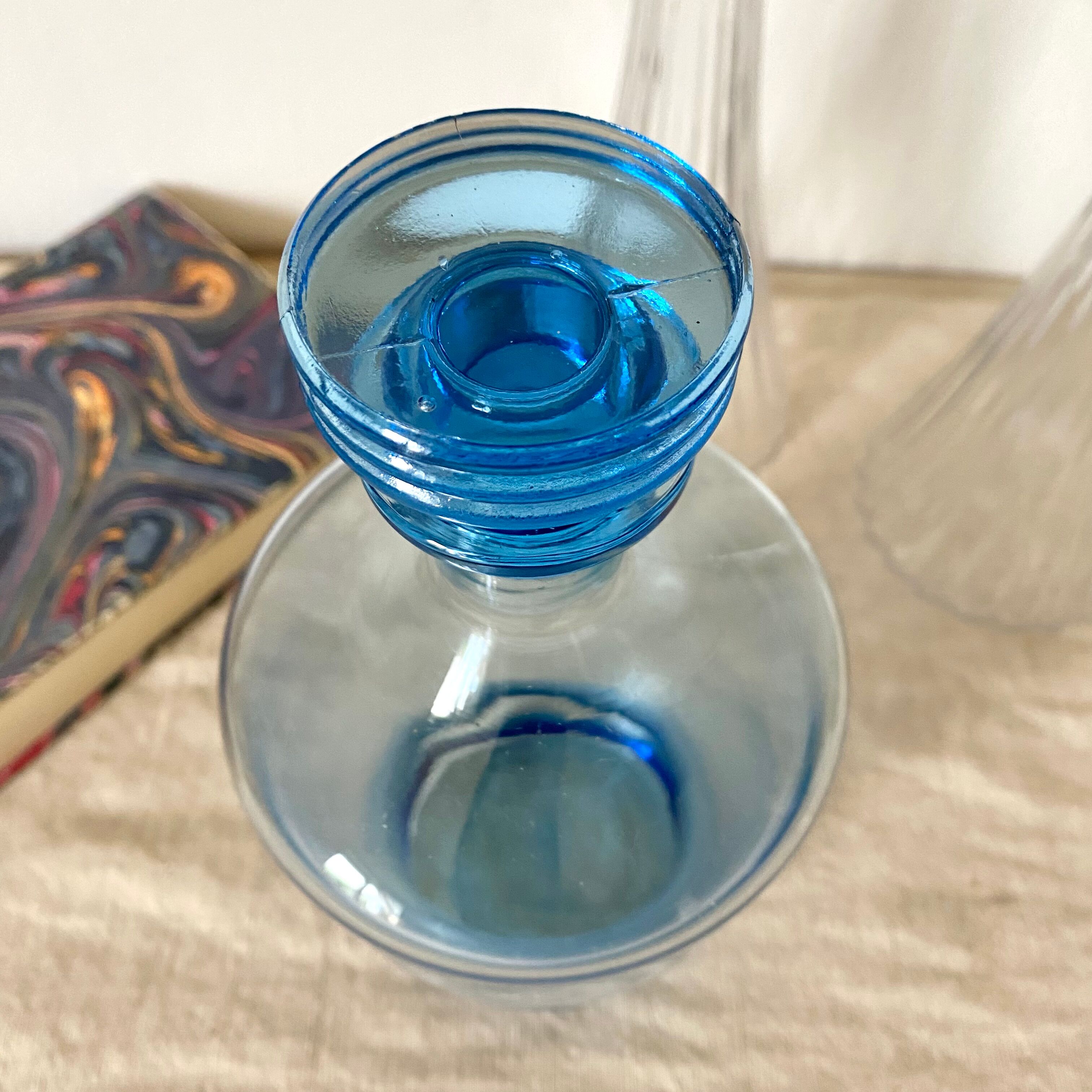 Antique carafe in blue glass