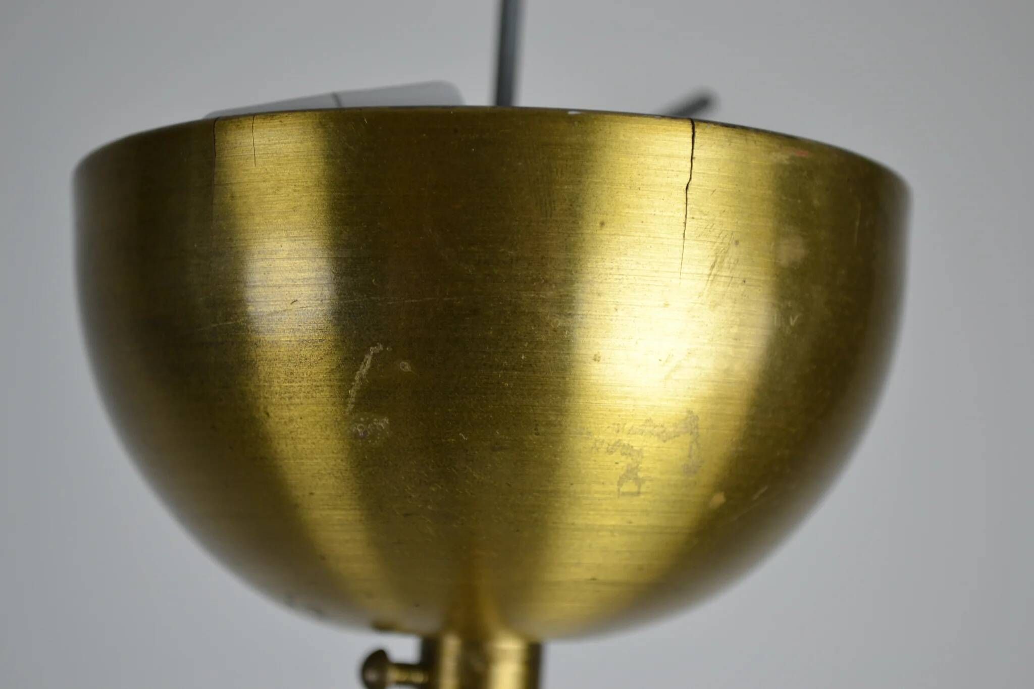 Scandinavian Modern Three-Light Pendant in Brass, Teak and Opaline Glass, 1960s