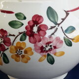 Sugar bowl in earthenware of Sarreguemines flower pattern